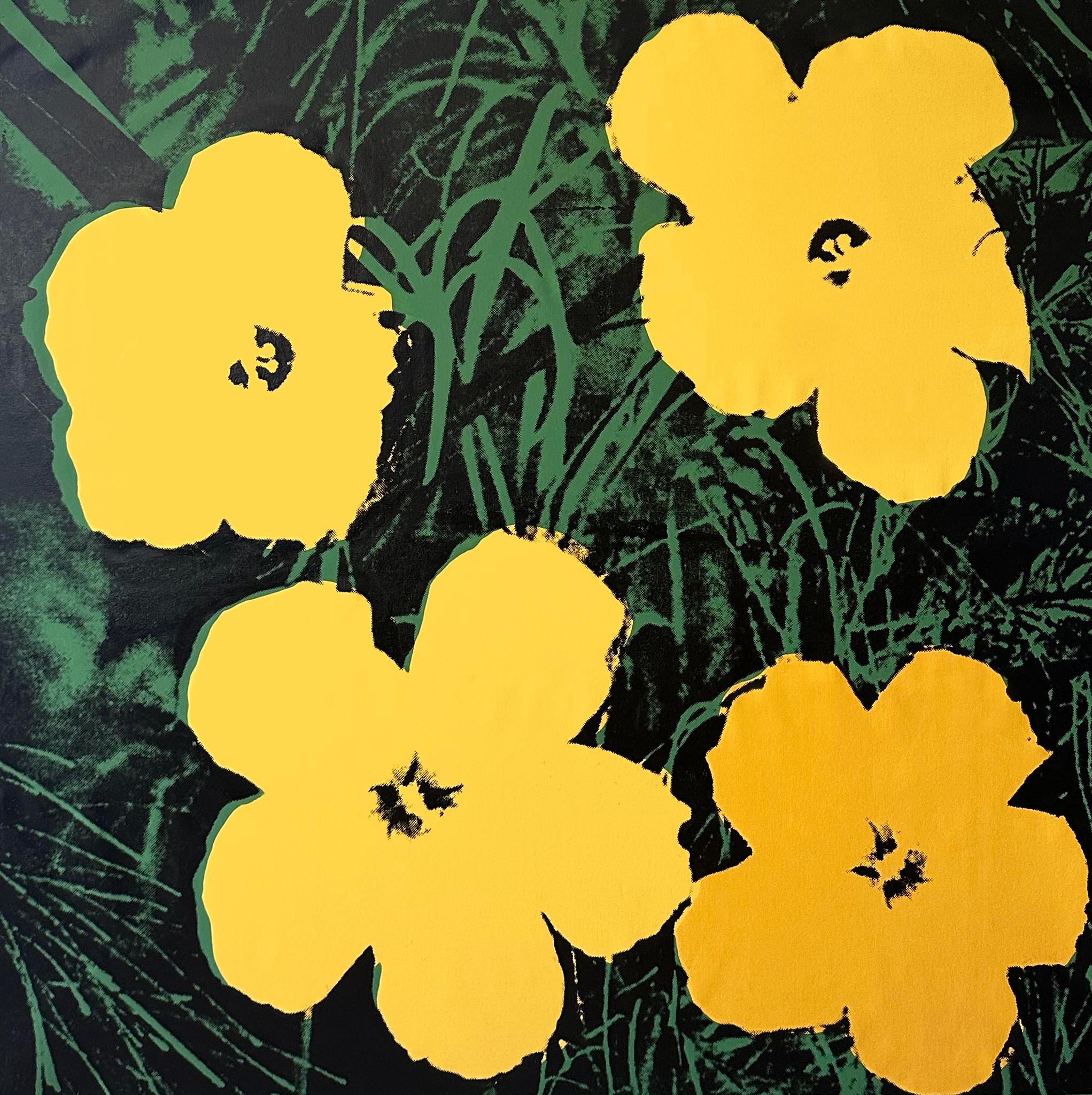 Verweigert Andy Warhol Blumen Gelb 48 x48" Leinwand Pop Art Gemälde Charles Lutz
