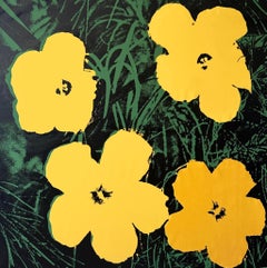 Negato Andy Warhol Fiori Giallo 48 x48" tela Pittura Pop Art Charles Lutz