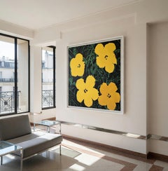 Negato Andy Warhol Fiori Giallo 48 x48" tela Pittura Pop Art Charles Lutz
