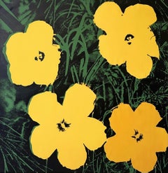 Denied Andy Warhol Flowers Yellow 48 x48" canvas Pop Art Painting Charles Lutz
