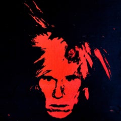 Denied Andy Warhol Fright Wig Red Self Portrait Painting by Charles Lutz