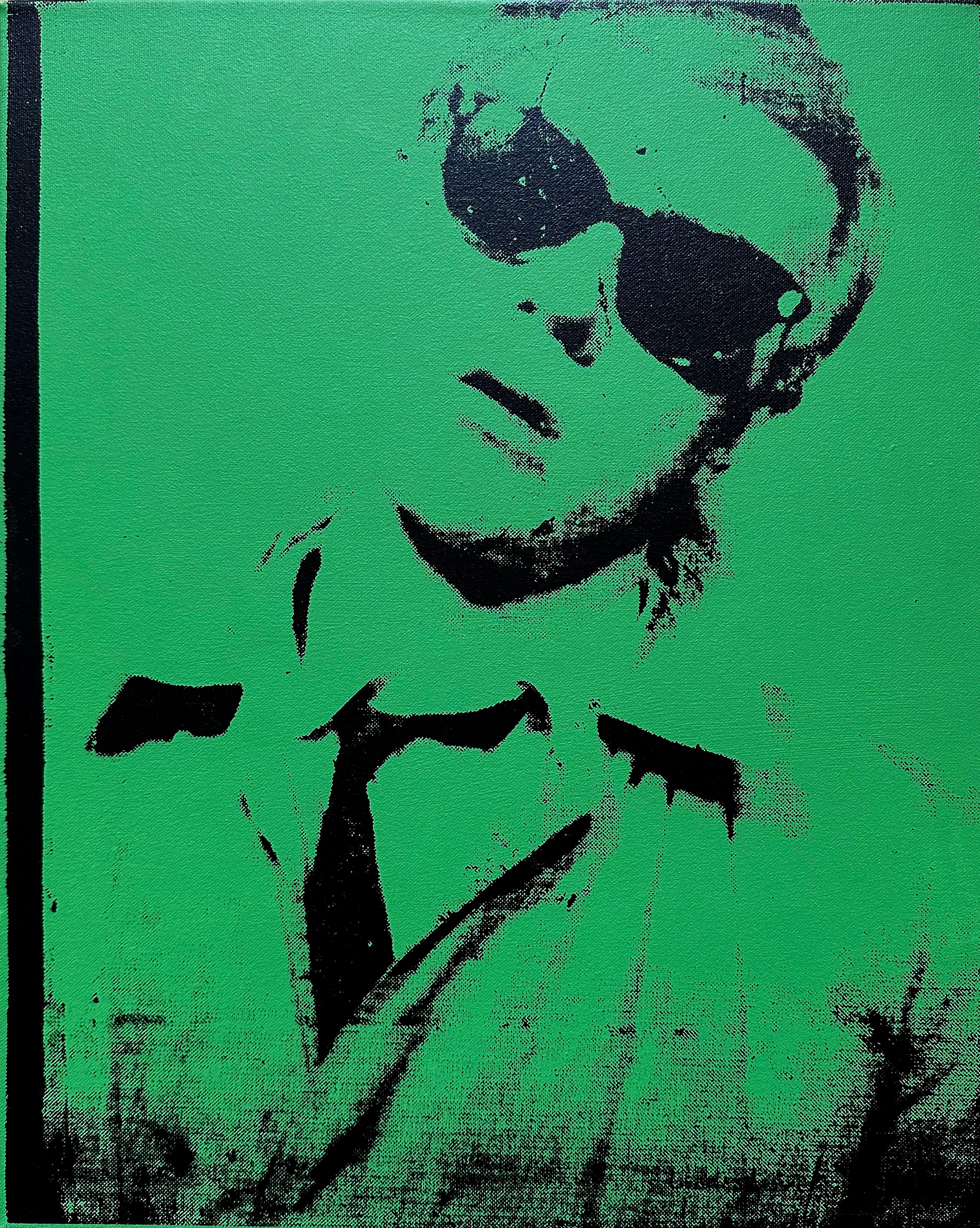 Denied Warhol Green Self Portrait Photo Booth Painting by Charles Lutz
Silkscreen and acrylic on linen with Denied stamp of the Andy Warhol Art Authentication Board.
20 x 16