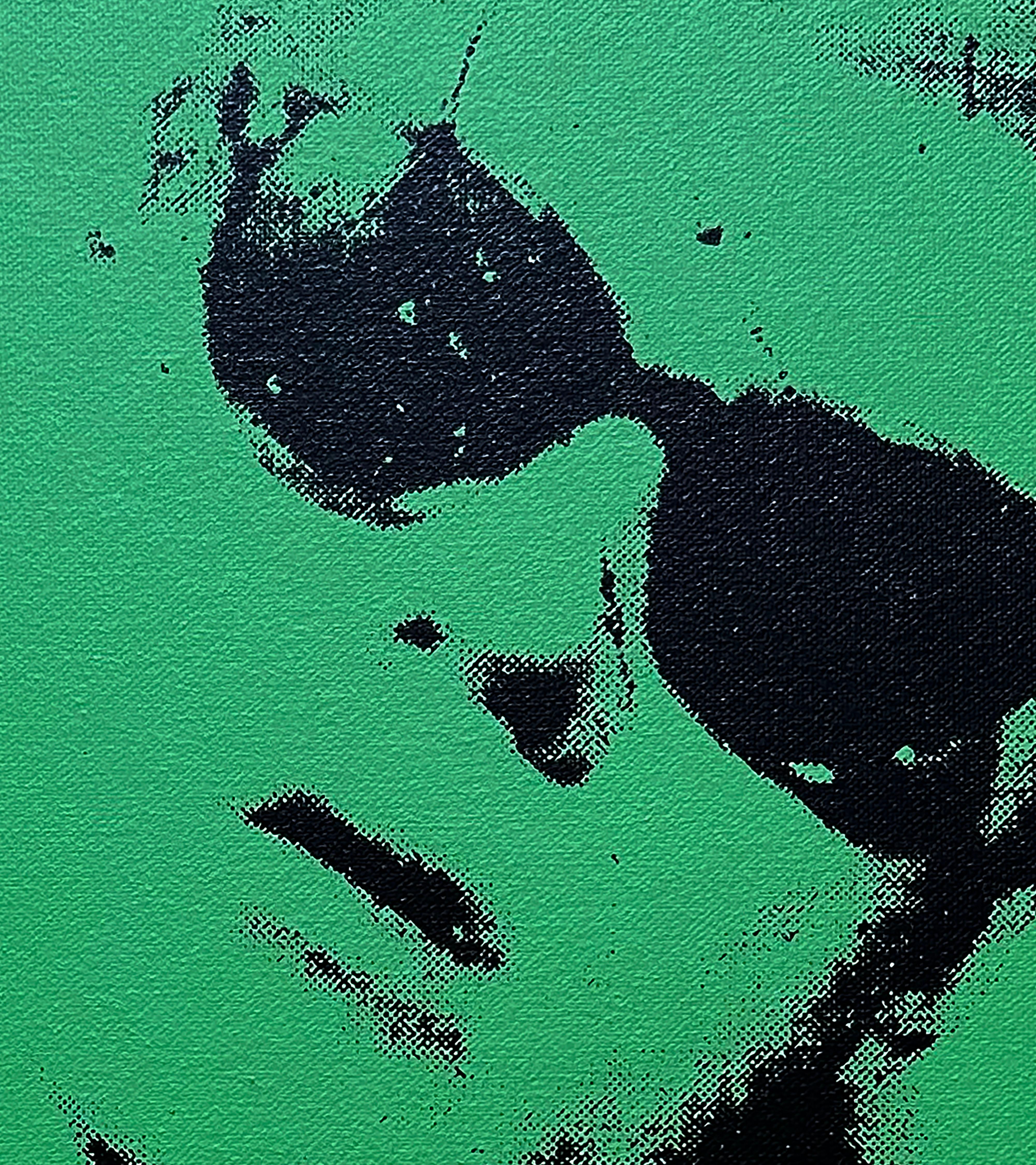 Denied Warhol Green Self Portrait Photo Booth Painting by Charles Lutz
Silkscreen and acrylic on linen with Denied stamp of the Andy Warhol Art Authentication Board.
20 x 16