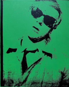 Denied Andy Warhol Photo Booth Self Portrait Green Painting by Charles Lutz