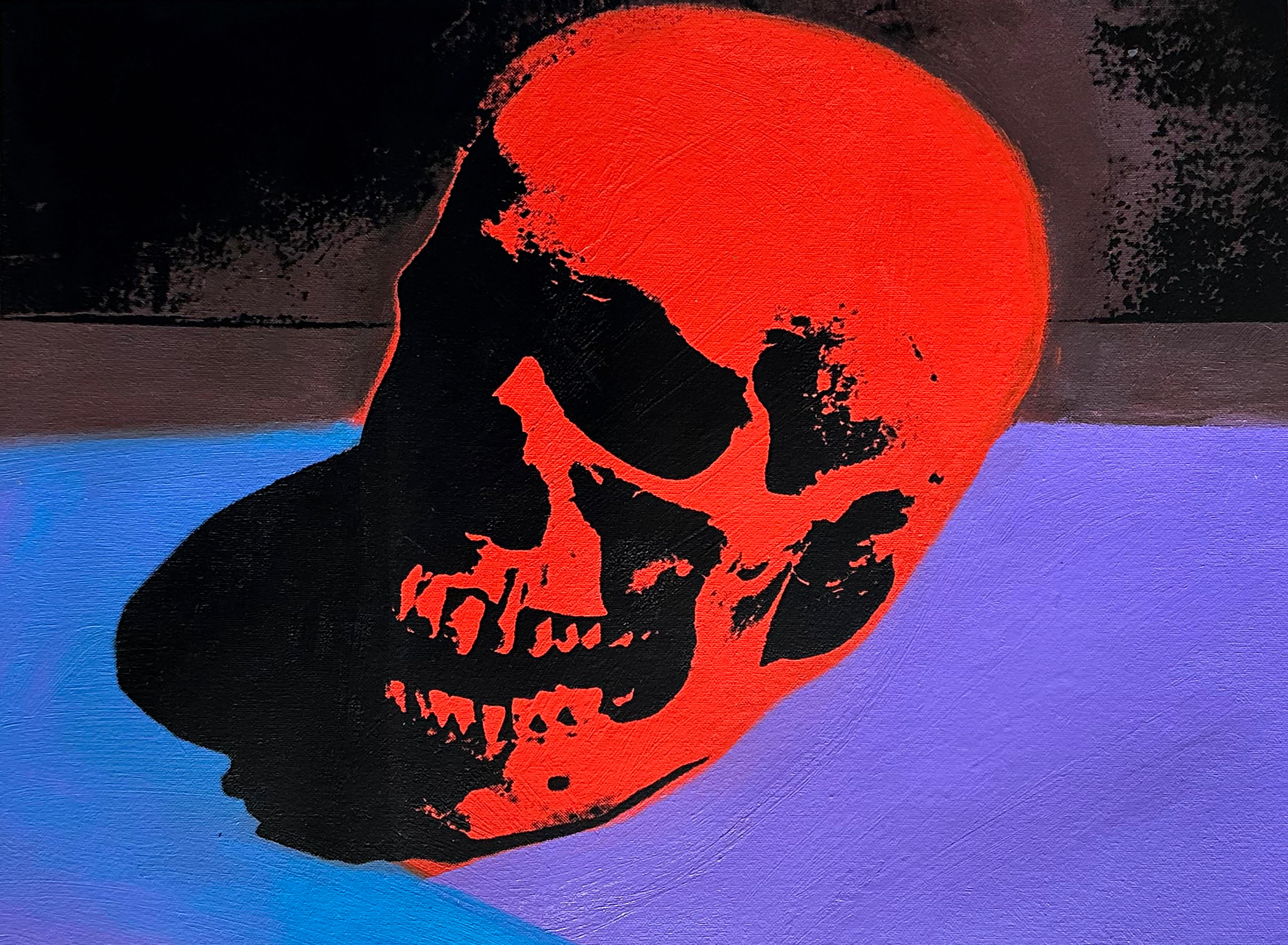 Denied Andy Warhol, Rotes Totenkopf-Gemälde von Charles Lutz im Angebot 1