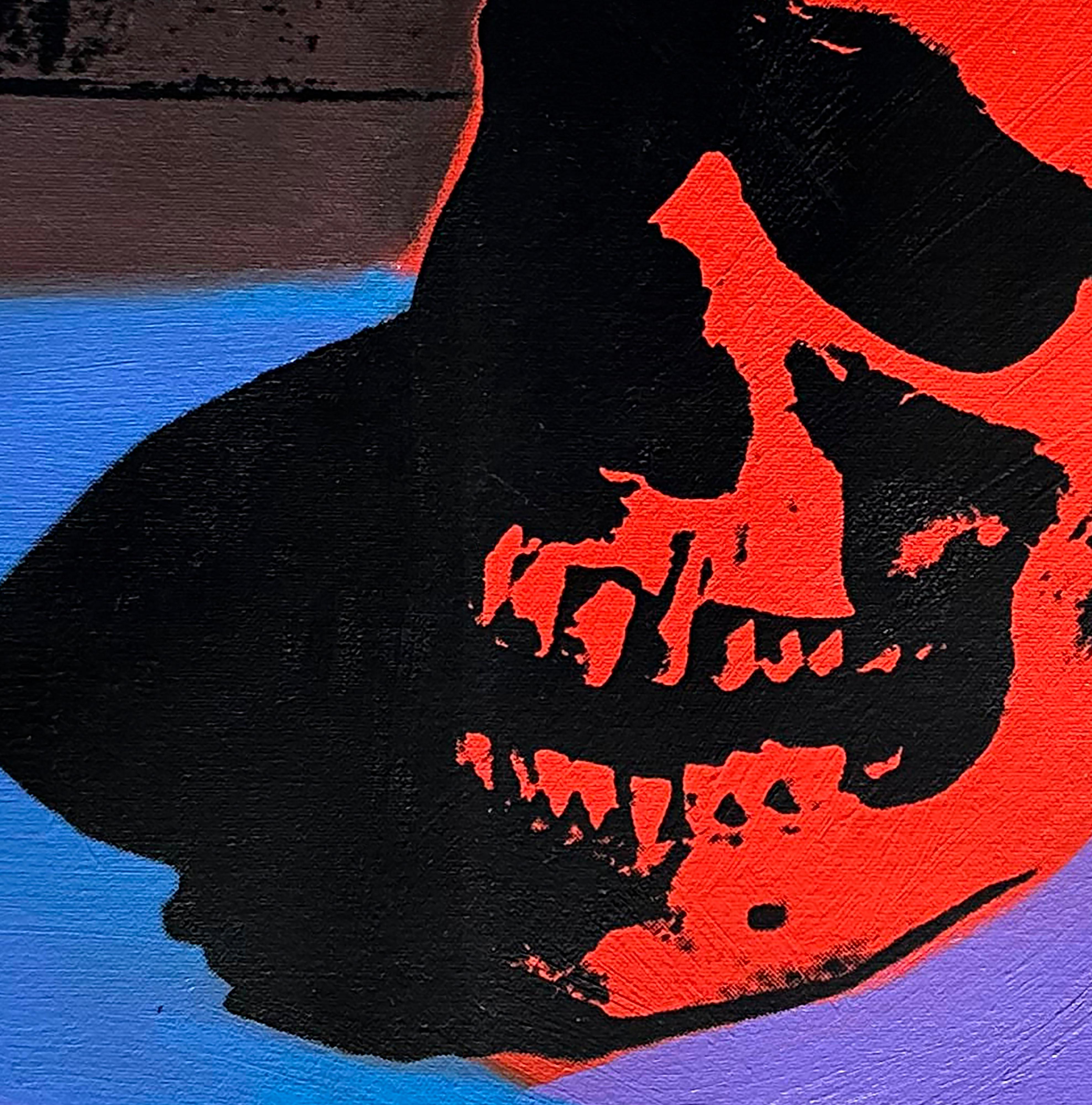 Denied Andy Warhol Red Skull Painting by Charles Lutz For Sale 1