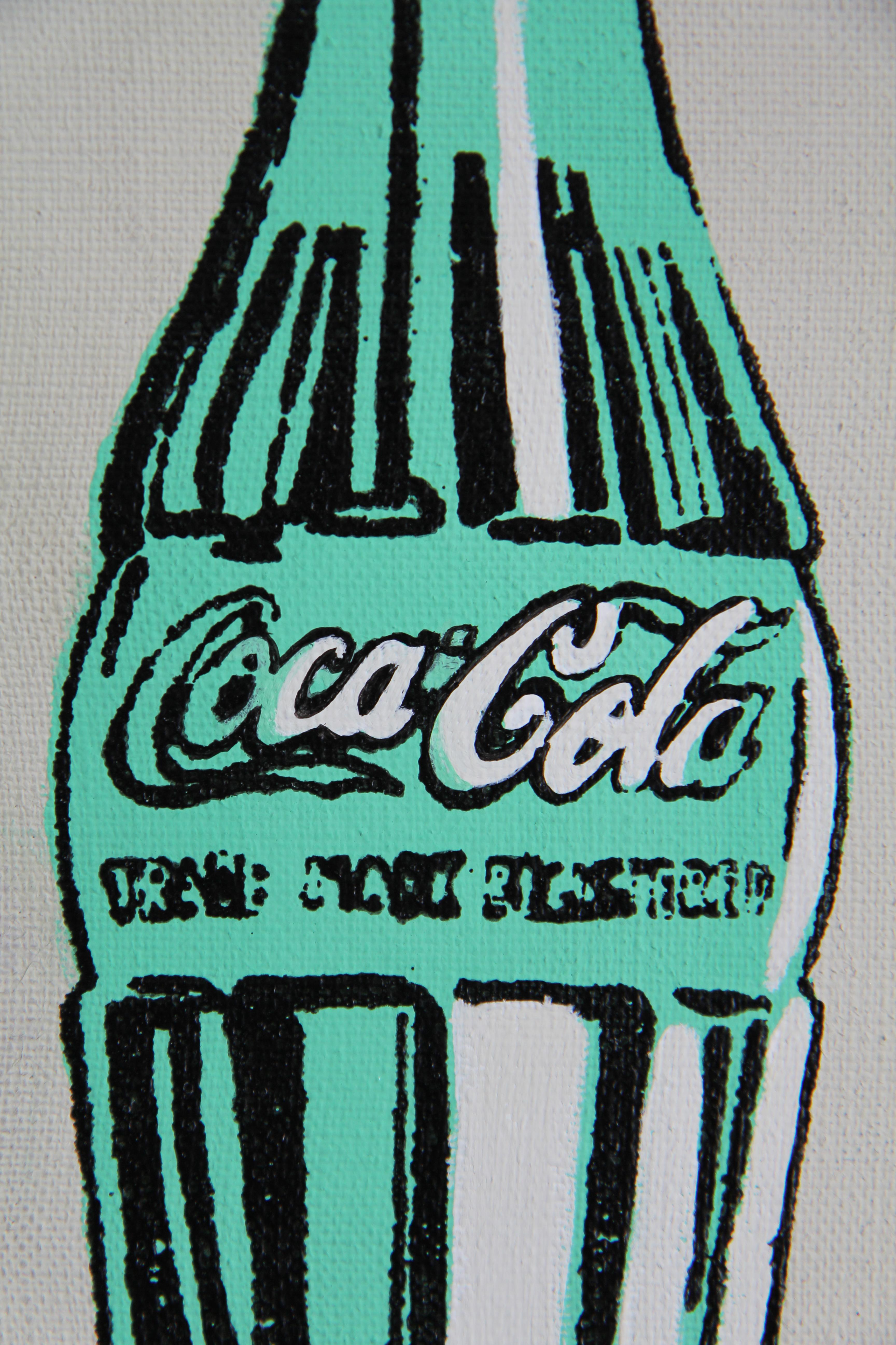 Denied Andy Warhol, Coca-Cola-Flaschengemälde aus Leinen von Charles Lutz im Angebot 2