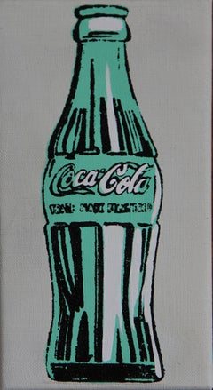 Denied Warhol Coca Cola Bottle Silkscreen linen Painting by Charles Lutz