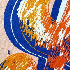 Denied Warhol Dollar Sign Pop Art Painting in Orange and Blue by Charles Lutz