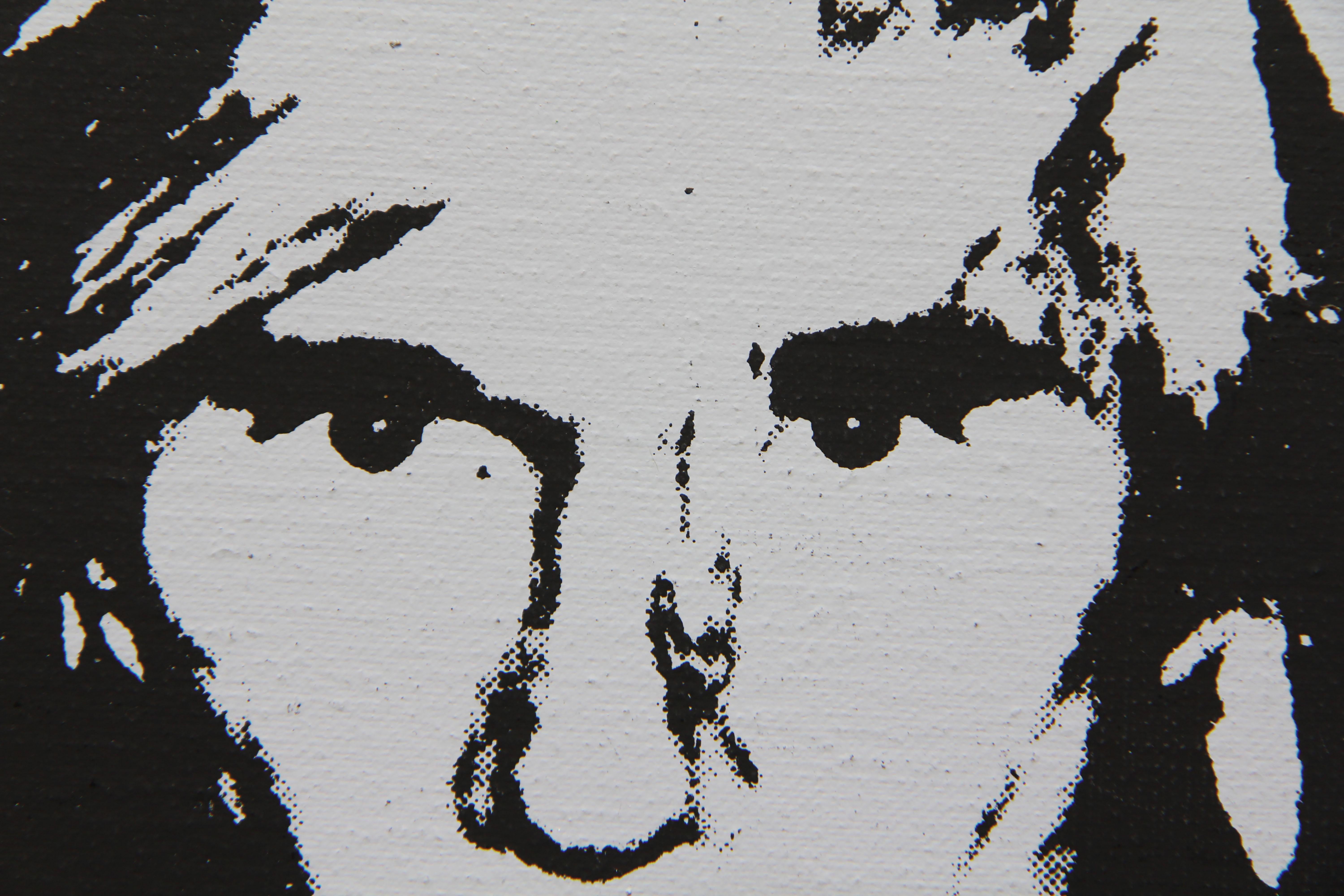 Denied Andy Warhol: „Fright Wig“, Selbstporträt (grau)  Gemälde / Charles Lutz im Angebot 2