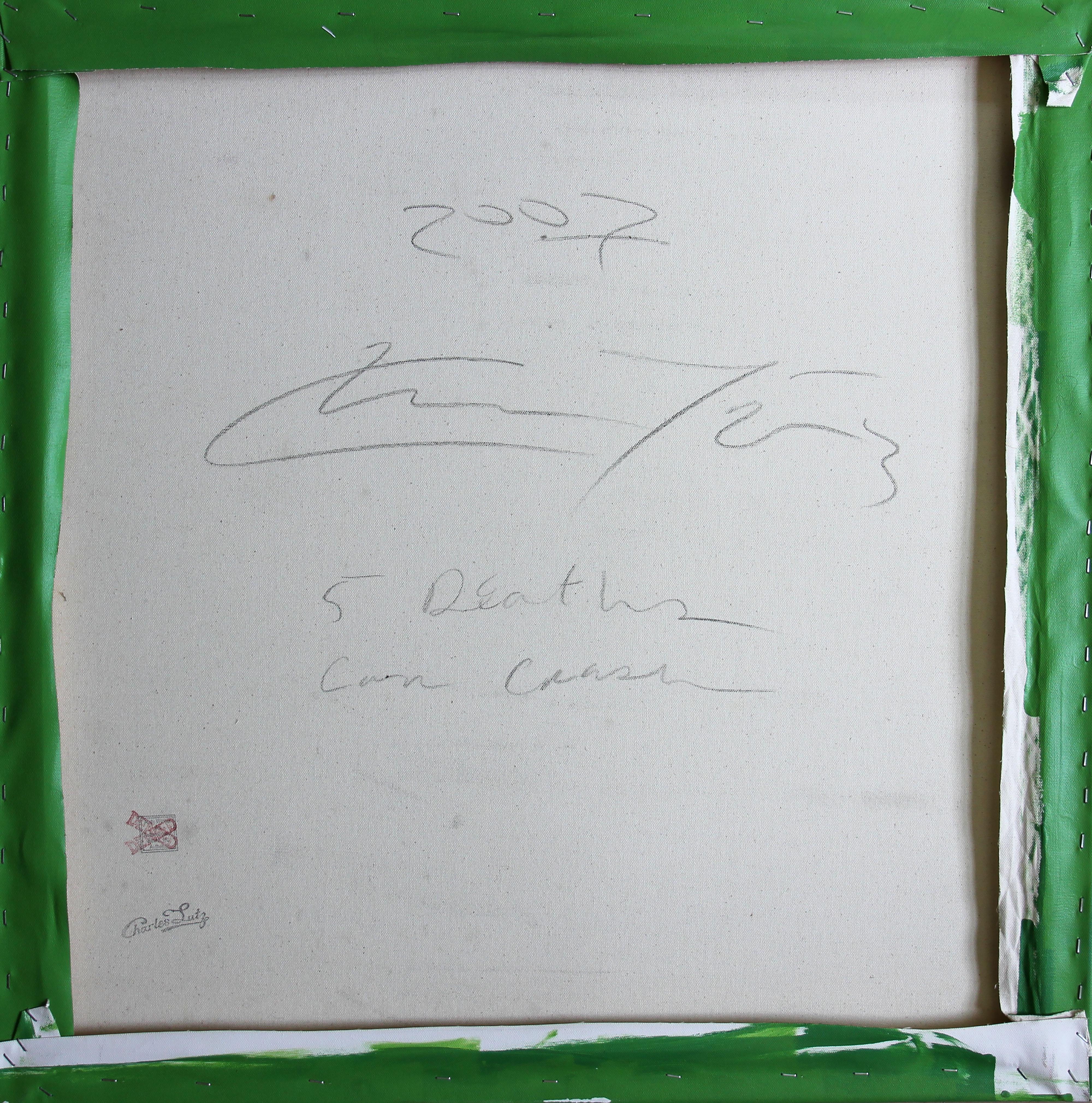 Denied Andy Warhol Grünes disaster Car Crash Siebdruckgemälde von Charles Lutz im Angebot 4