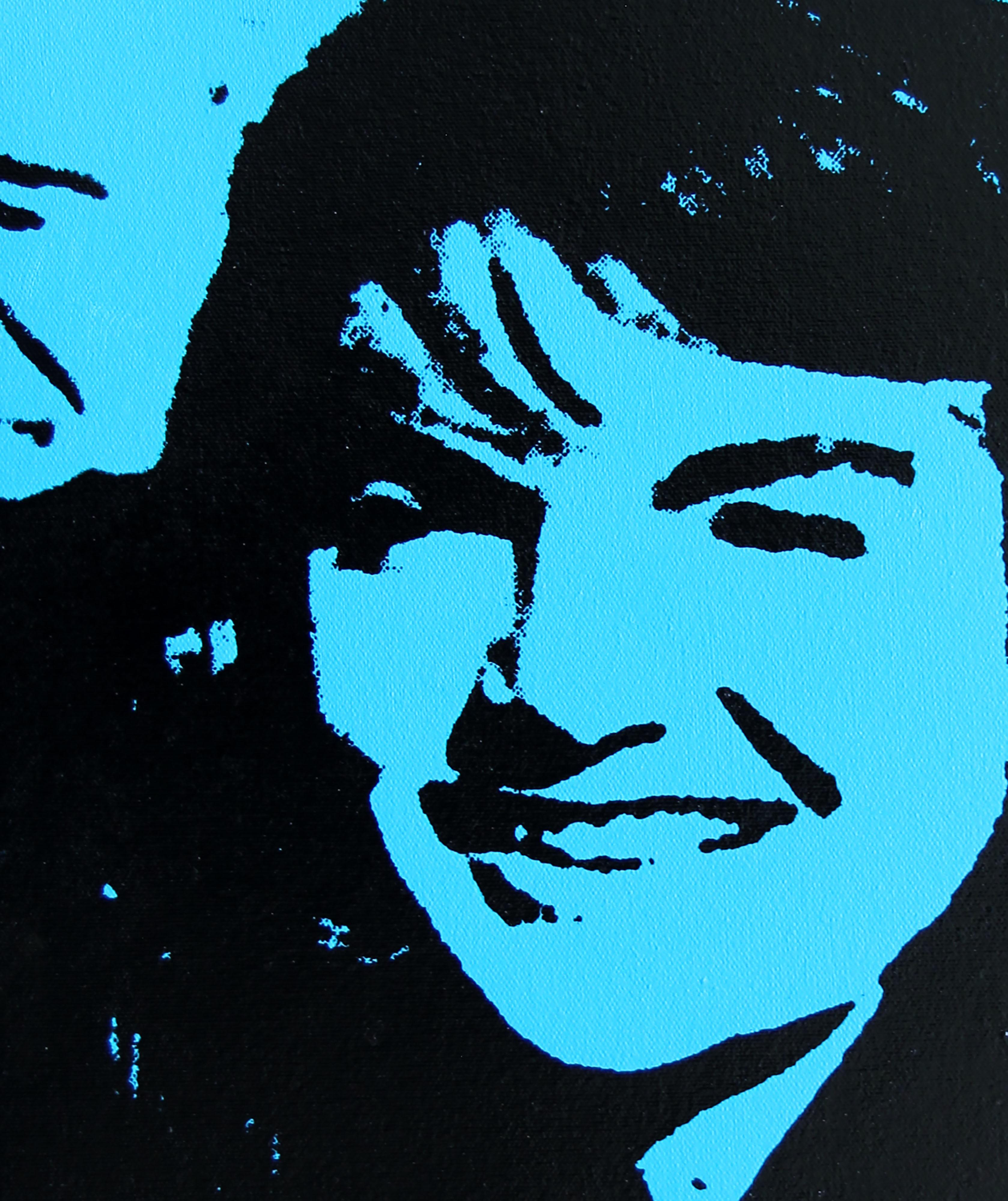 Negado Andy Warhol Jackie Negro y Azul Pintura de Charles Lutz en venta 1