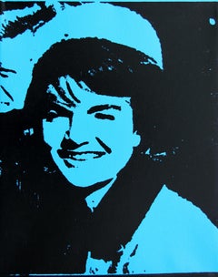 Denied Andy Warhol Jackie Black and Blue Painting by Charles Lutz