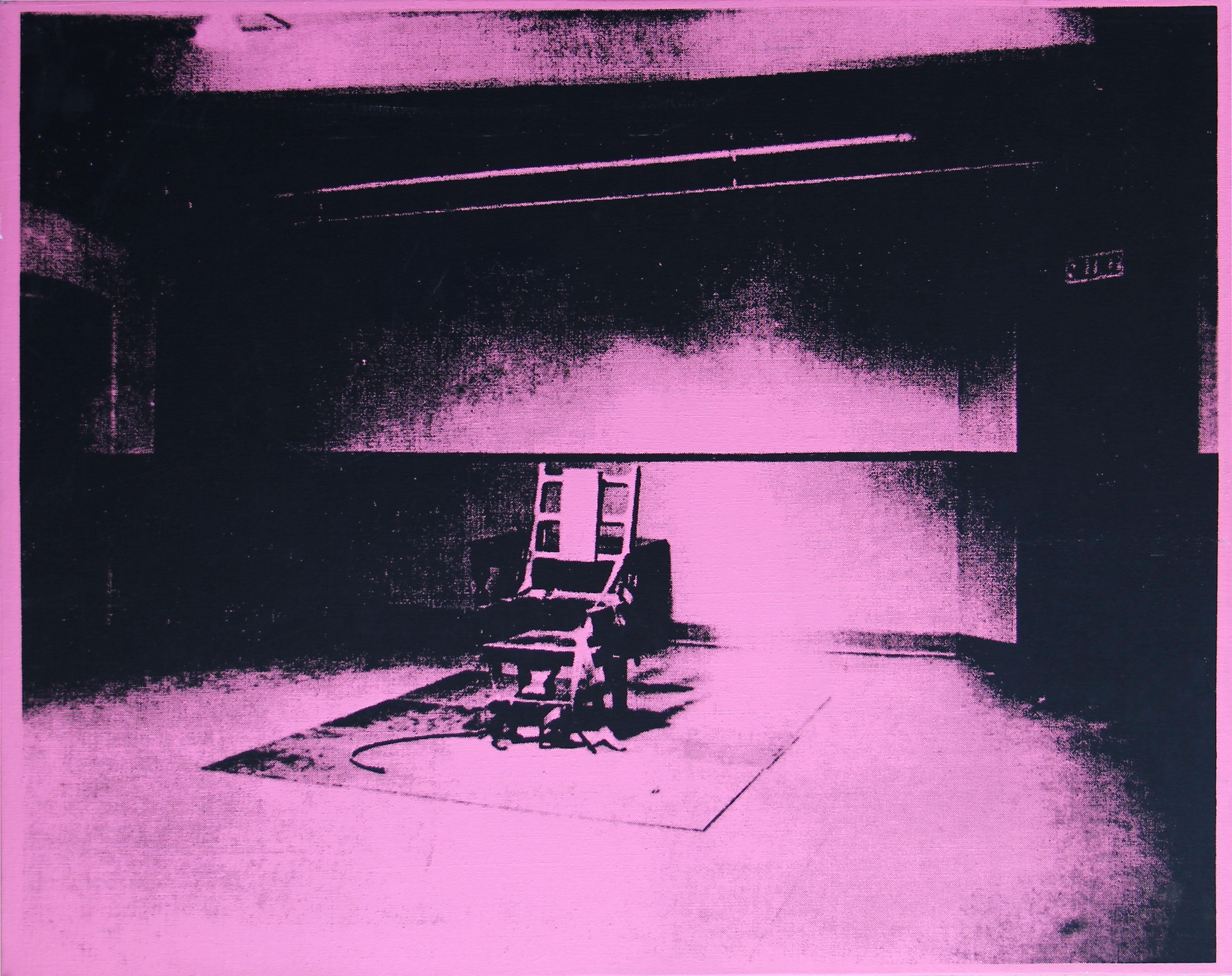 Denied Andy Warhol Pink Electric Chair Painting by Charles Lutz 