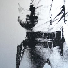 "Elvis", Denied Andy Warhol Silver & Black Pop Art Painting by Charles Lutz