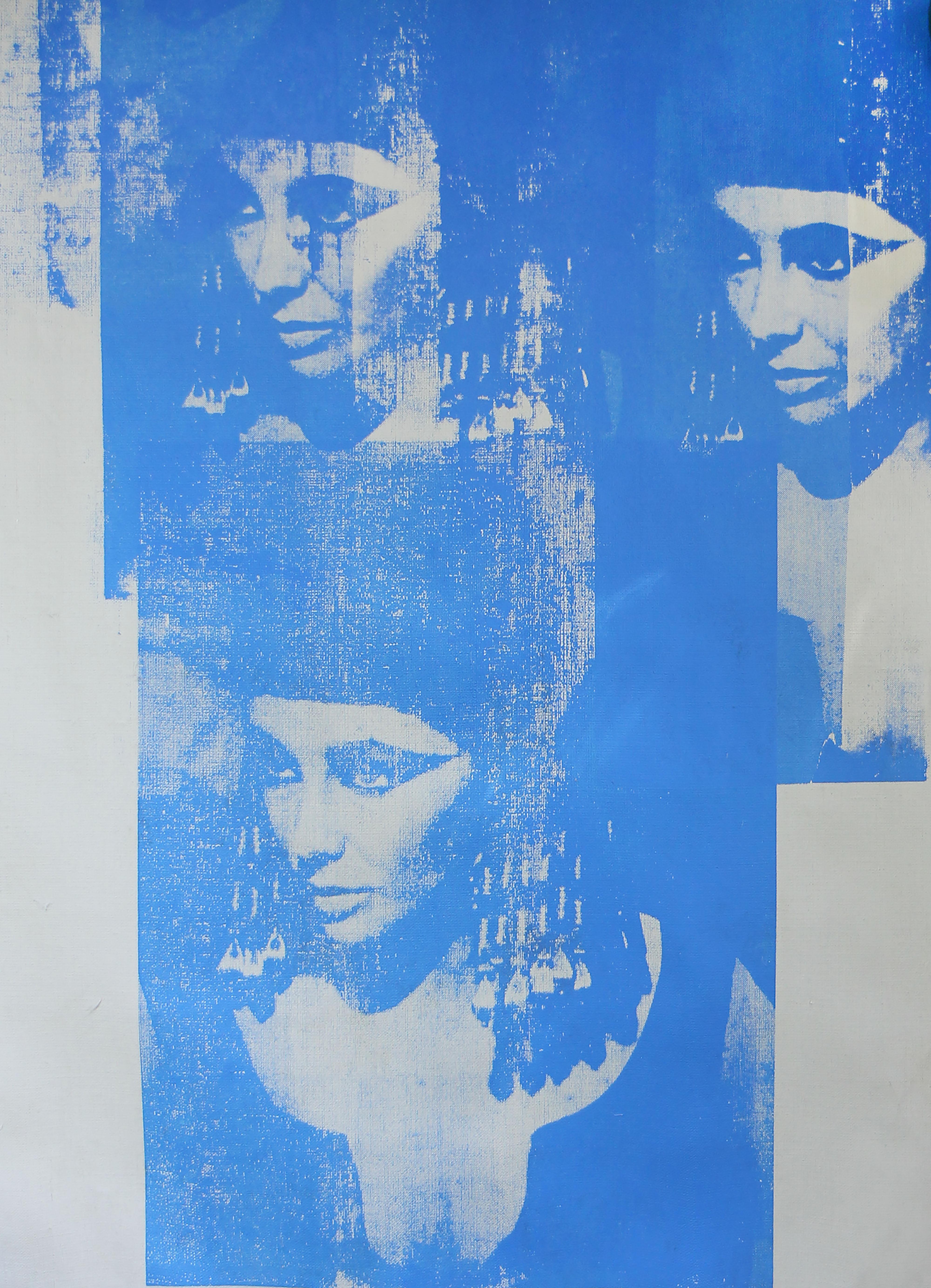 Elizabeth Taylor Denied Andy Warhol Liz als Kleopatra, Gemälde Charles Lutz Blau im Angebot 1
