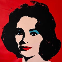 Vintage Elizabeth Taylor Denied Andy Warhol Red Liz Painting Charles Lutz Pop Art