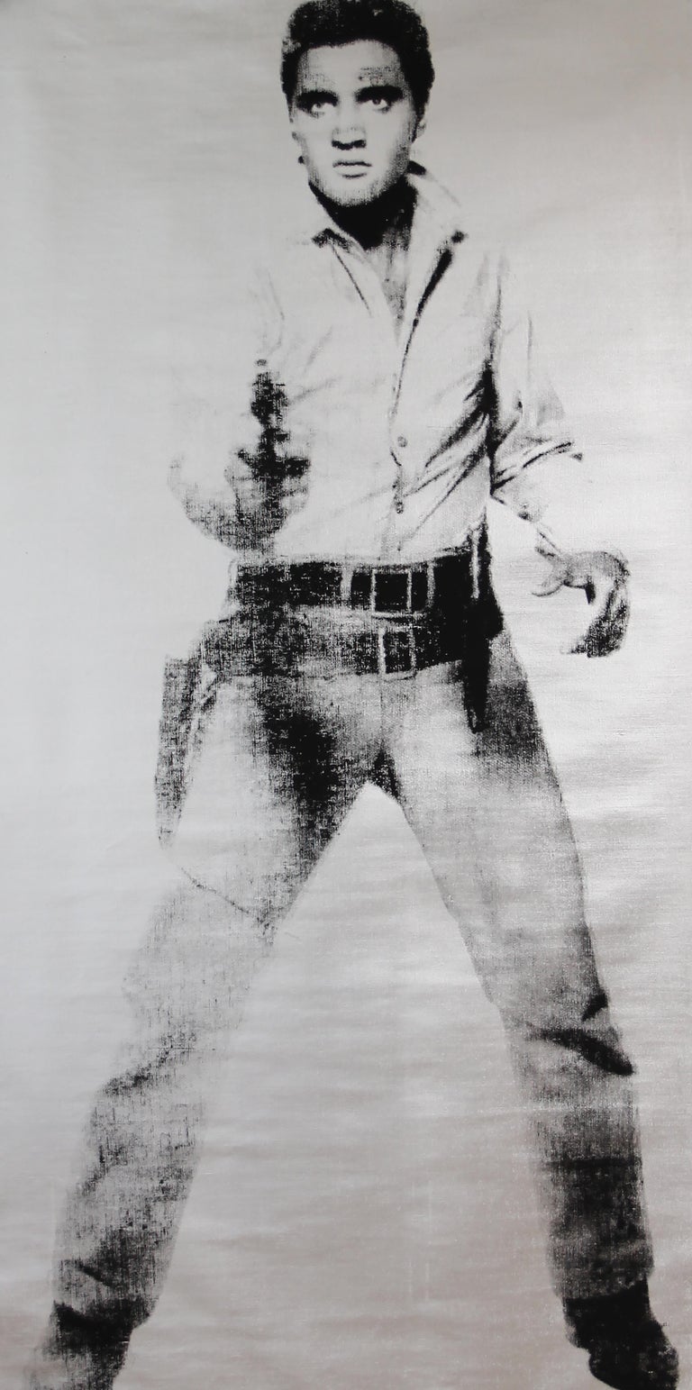 Charles Lutz - Elvis, Denied Andy Warhol Silver and Black Pop Art  Painting by Charles Lutz For Sale at 1stDibs