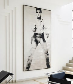 "Elvis", Denied Andy Warhol Silver & Black Pop Art Painting by Charles Lutz