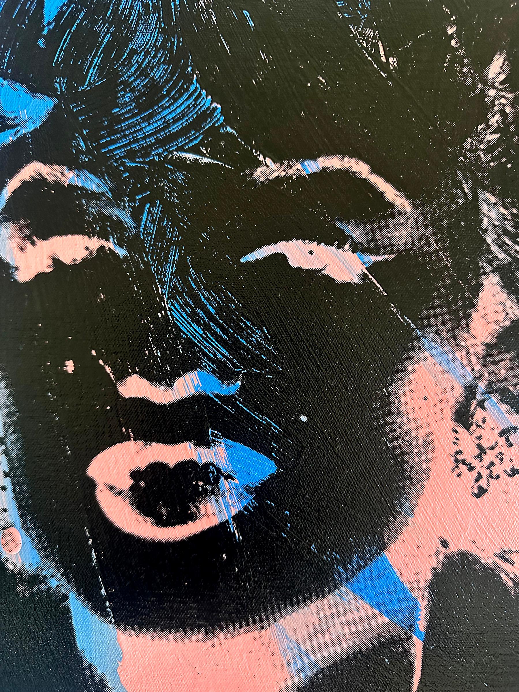 Marilyn Monroe Andy Warhol negato Pittura su tela Nero Rosa Blu Charles Lutz in vendita 2