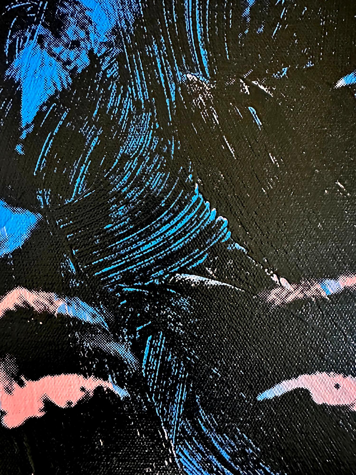 Marilyn Monroe Andy Warhol negato Pittura su tela Nero Rosa Blu Charles Lutz in vendita 3