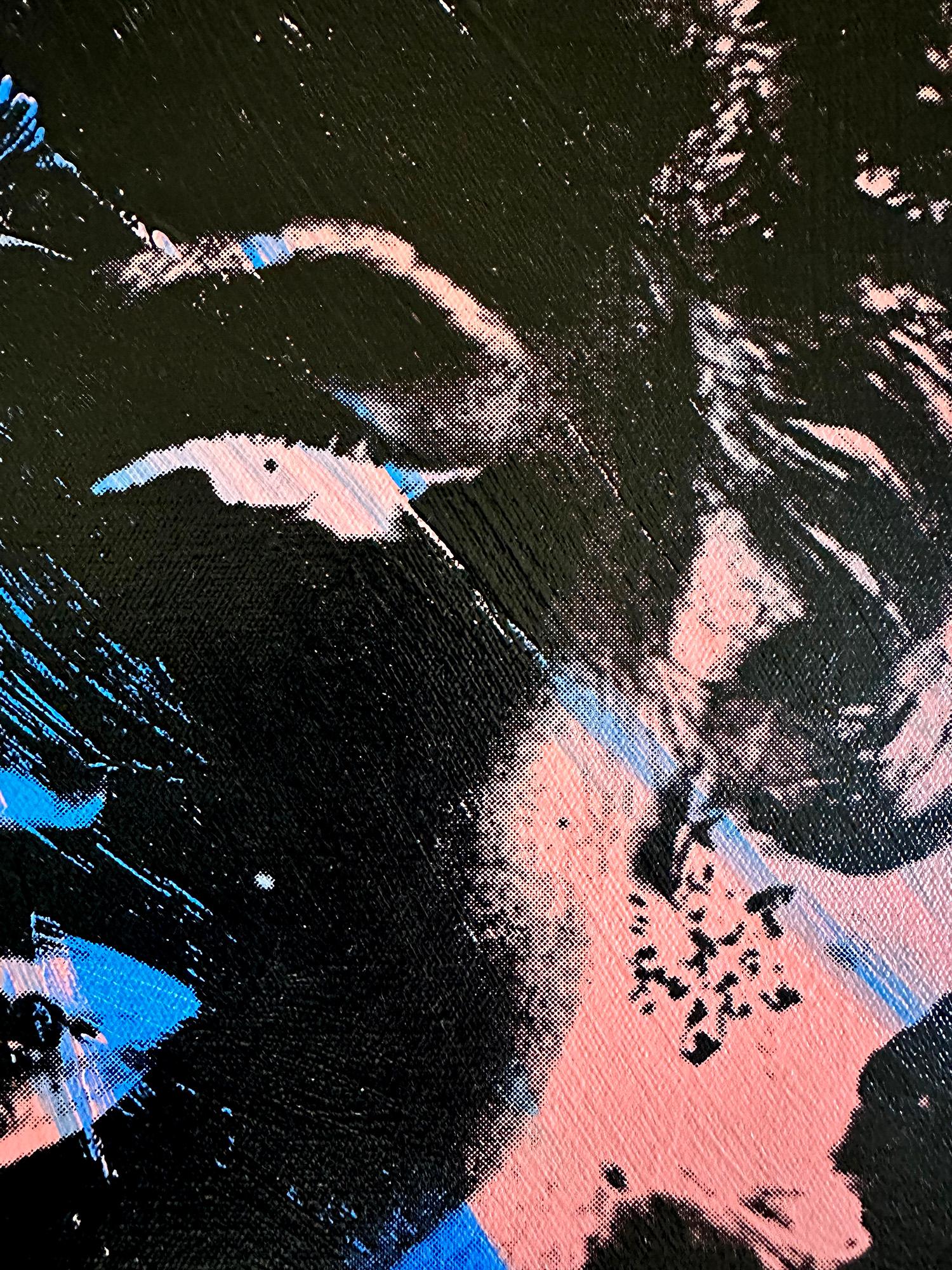 Marilyn Monroe Andy Warhol negato Pittura su tela Nero Rosa Blu Charles Lutz in vendita 4