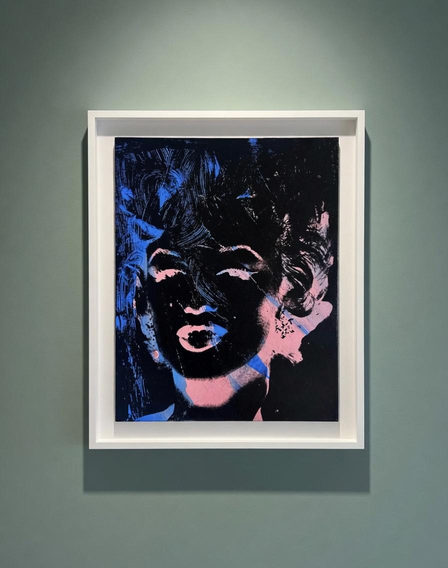 Marilyn Monroe Andy Warhol Refusé Peinture toile Noir Rose Bleu Charles Lutz