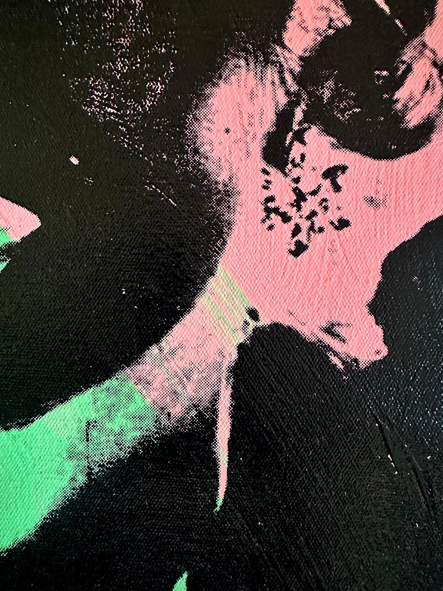 Marilyn Monroe Andy Warhol negato Pittura su tela Black Pink Green Charles Lutz in vendita 2