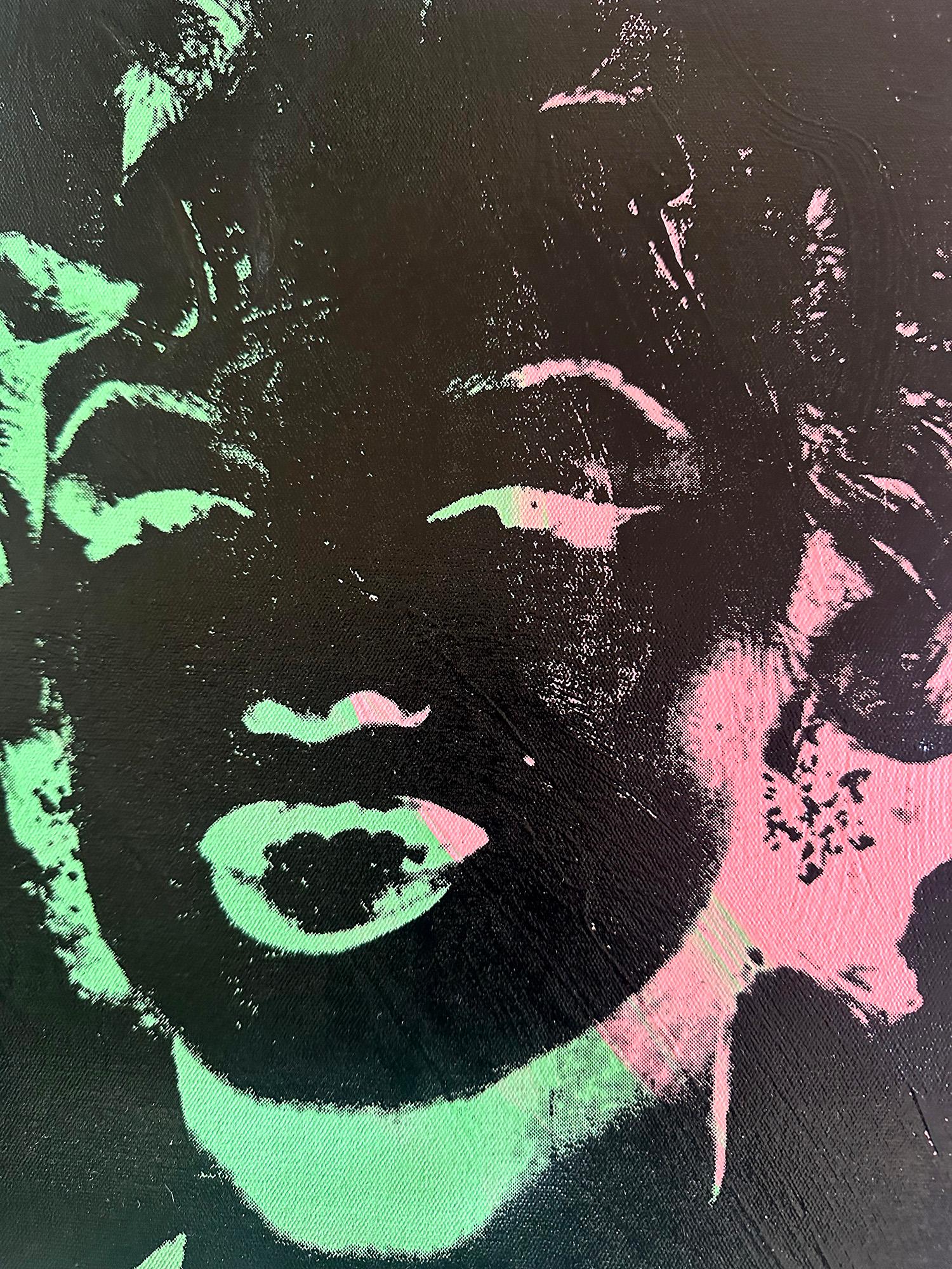 Marilyn Monroe Andy Warhol negato Pittura su tela Black Pink Green Charles Lutz in vendita 3