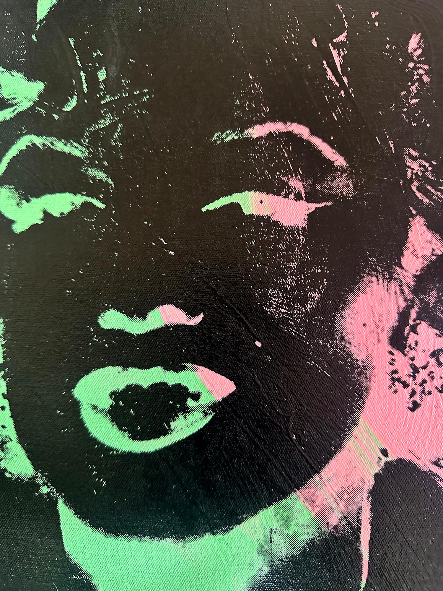 Marilyn Monroe Andy Warhol negato Pittura su tela Black Pink Green Charles Lutz in vendita 4