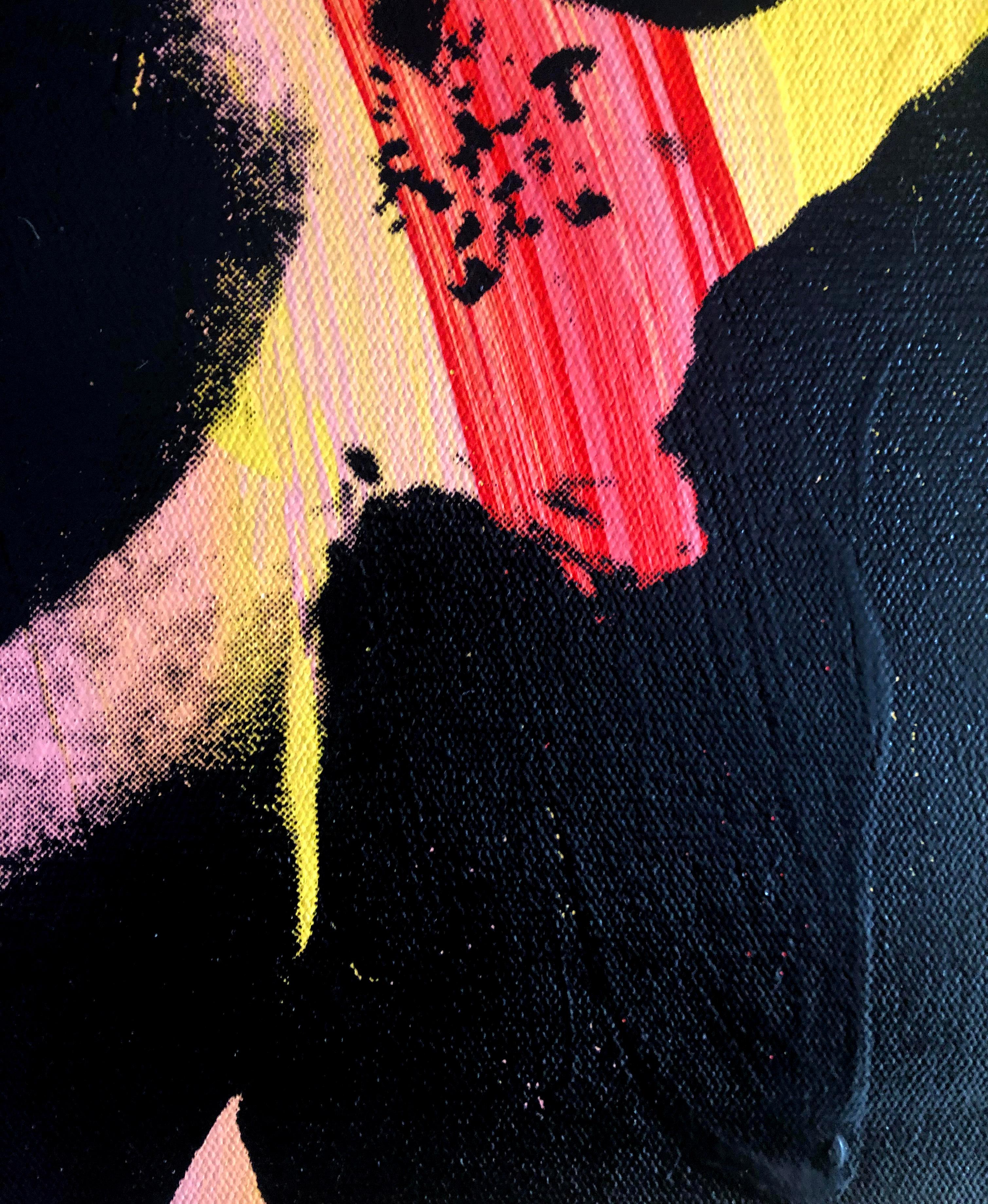 Marilyn Monroe Andy Warhol Denied Painting canvas pink red by Charles Lutz For Sale 1