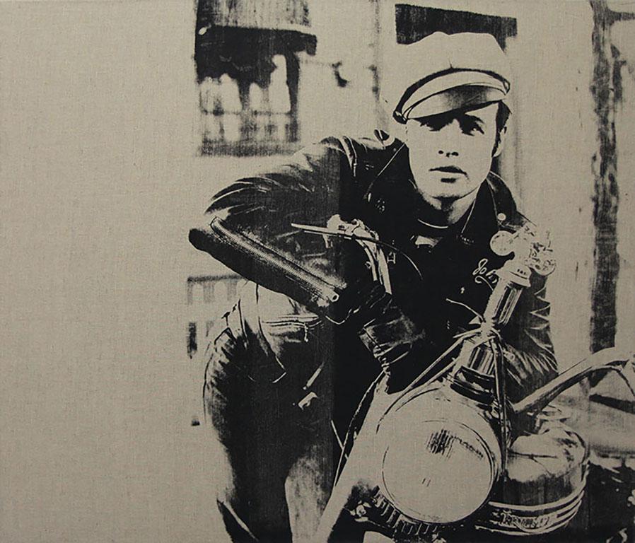 Marlon Brando negato a Andy Warhol Pittura serigrafica su lino di Charles Lutz in vendita 1