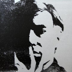 Silver Self Portrait Denied Andy Warhol Painting by Charles Lutz