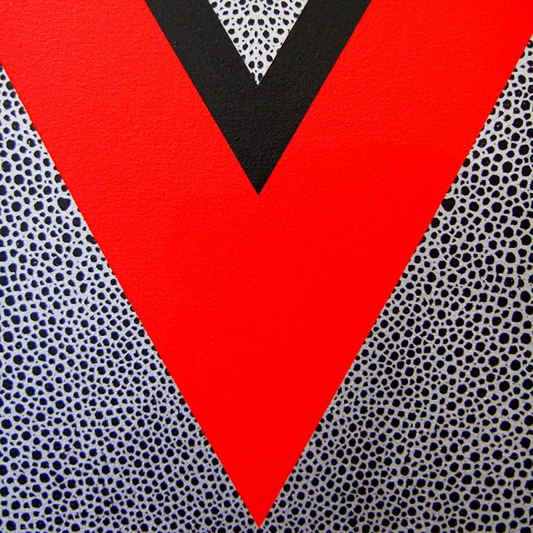 V, Volatility Painting in Red Silver, Black Shagreen Art Deco by Charles Lutz For Sale 2