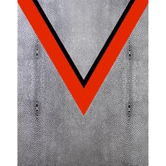 V, Volatility Painting in Red Silver, Black Shagreen Art Deco by Charles Lutz