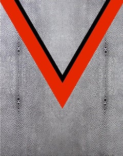 V, Volatilità Quadro in argento rosso e zigrino nero Art Deco di Charles Lutz