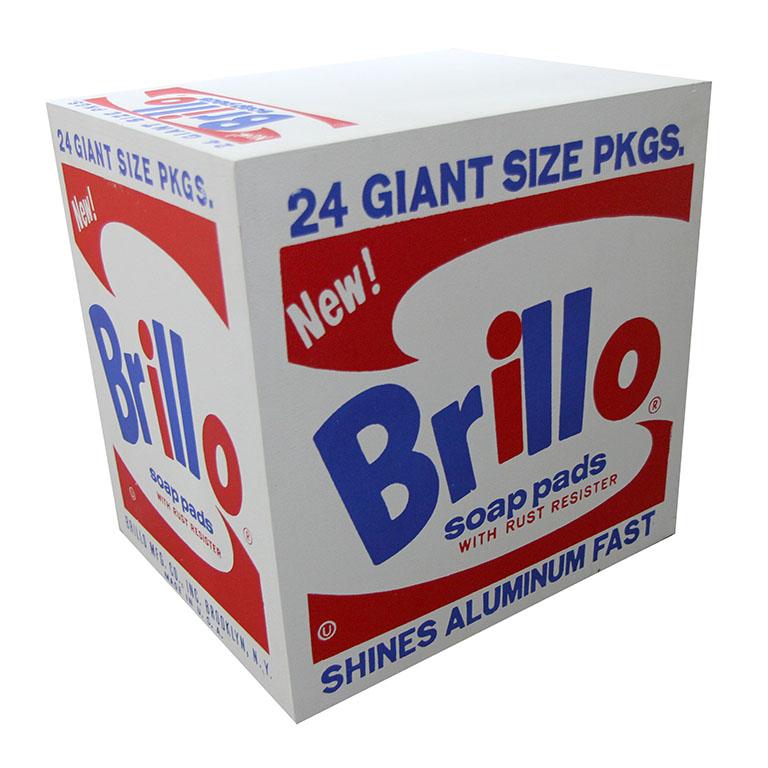 Denied Warhol, Brillo-Schachtel, zeitgenössische Pop-Art-Skulptur von Charles Lutz im Angebot 4