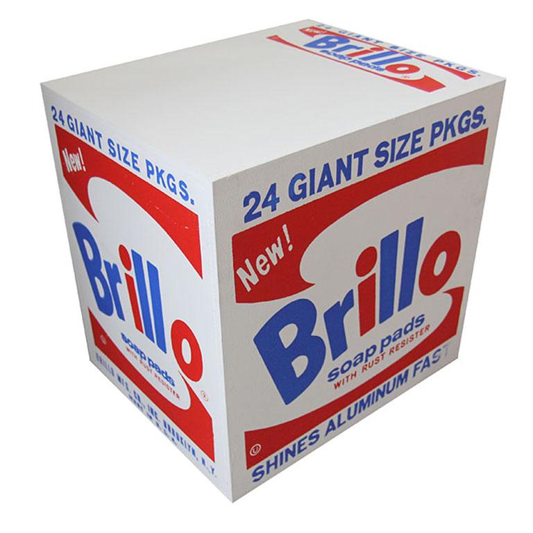 Denied Warhol Brillo Box, Contemporary Pop Art Sculpture by Charles Lutz. 
Silkscreen and latex paint on wood, stamped Denied with the Andy Warhol Art Authentication Board's mark.
17 x 14 x 17" 
2008

Lutz's 2007 ''Warhol Denied'' series gained him
