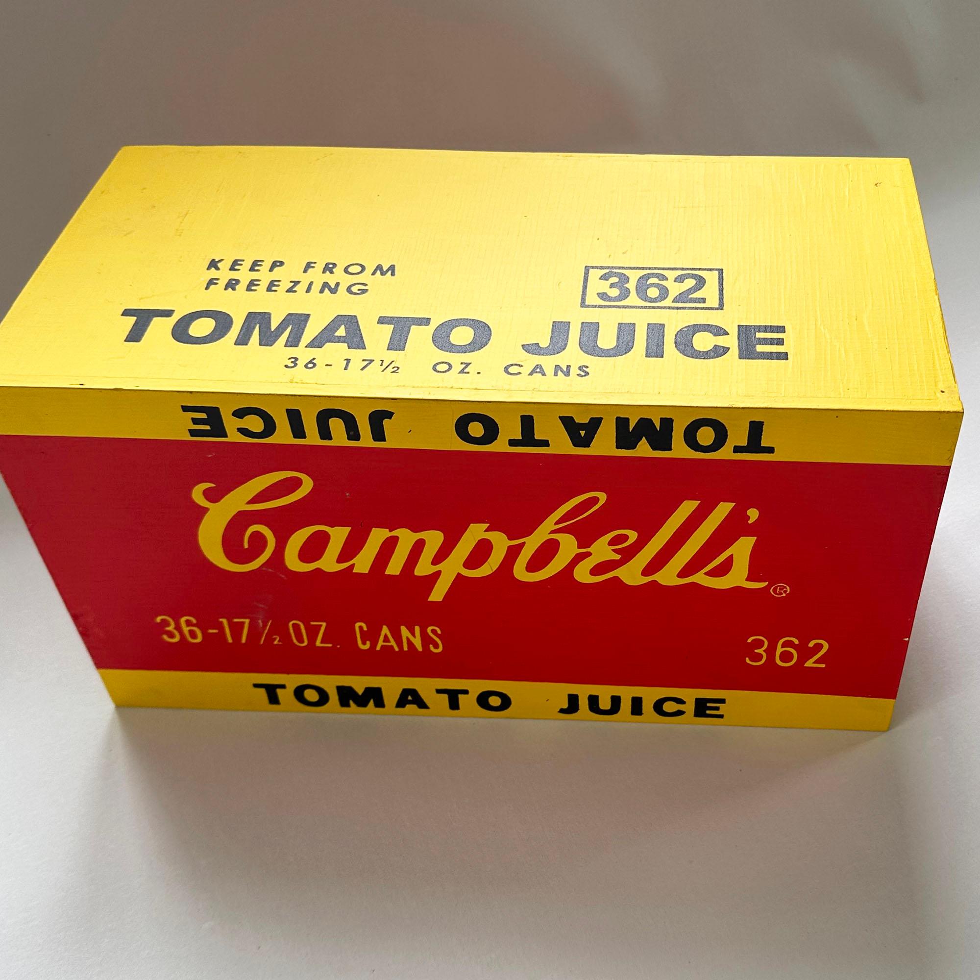 Denied Warhol Campbell's Soup box Contemporary Pop Art Sculpture by Charles Lutz For Sale 1