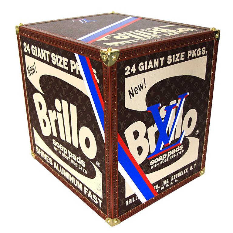 LV BRILLO ( ROJO AZUL BLANCO ) Escultura caja Pop Art Louis Vuitton de Charles Lutz