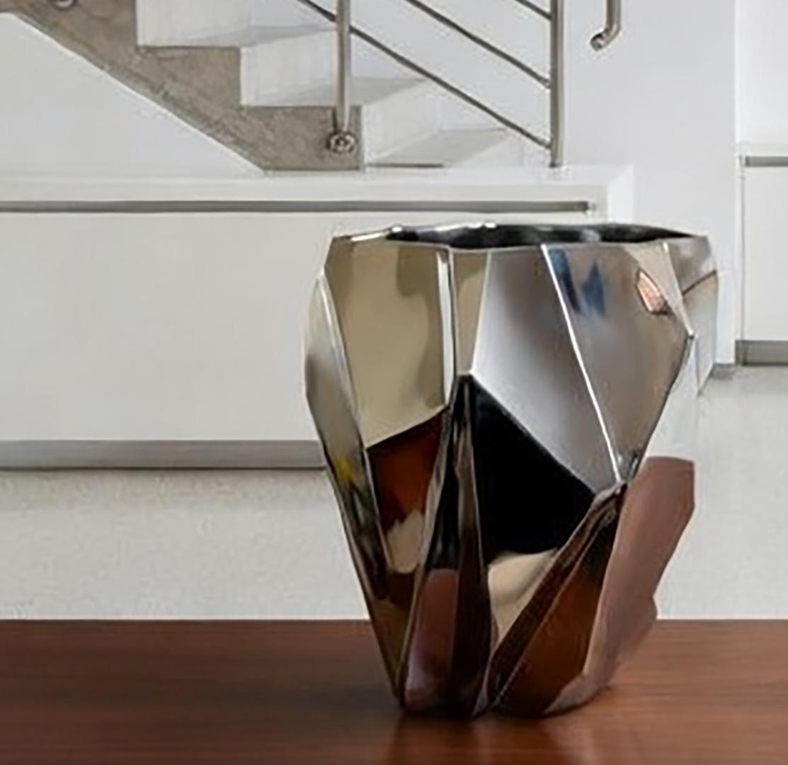 Ruba Rombic "Large Vase" Art Deco Stainless Steel Tabletop Sculpture