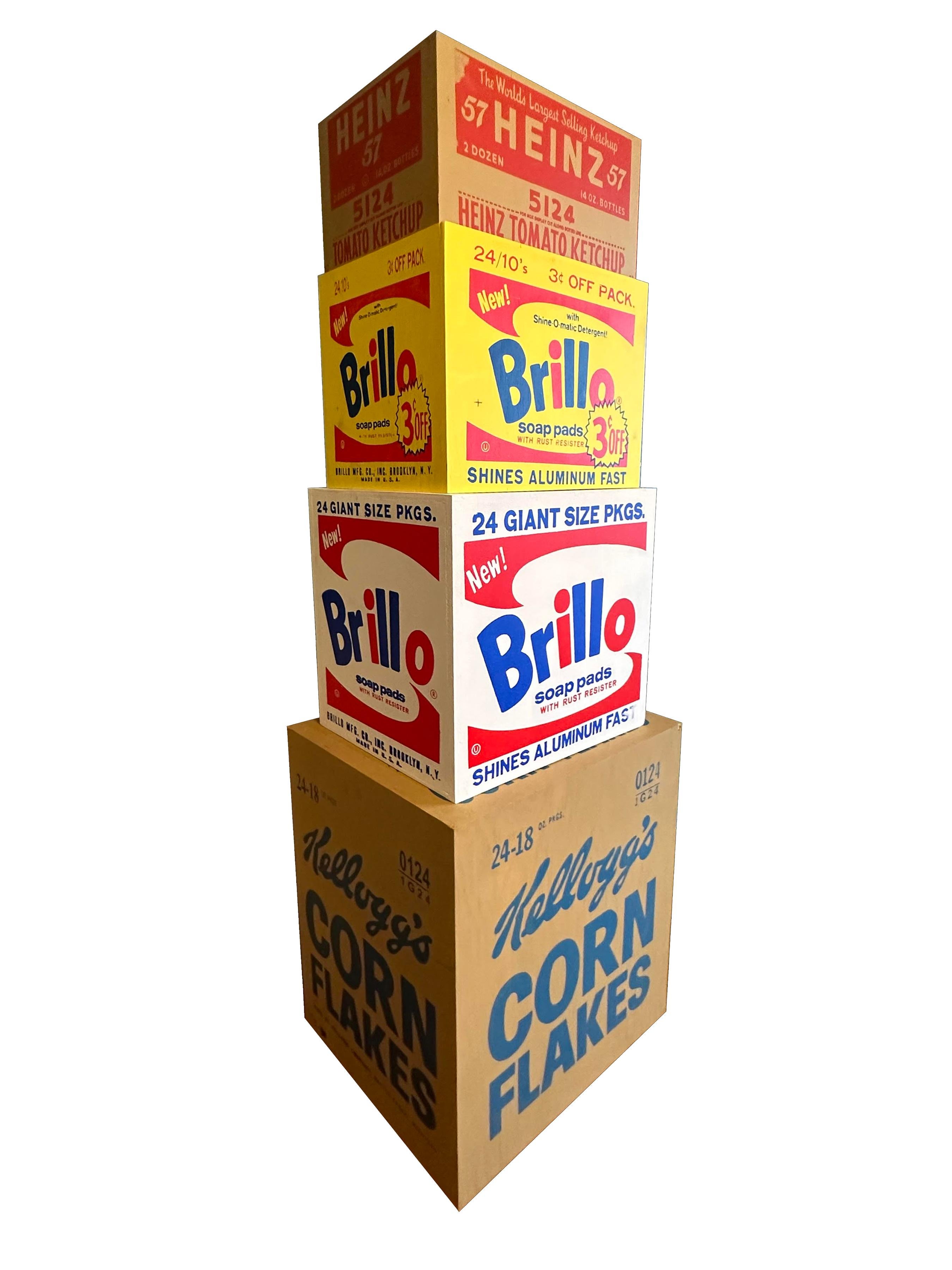 Set of 4 Denied Warhol Box Sculptures Including Brillo and Heinz by Charles Lutz For Sale 1