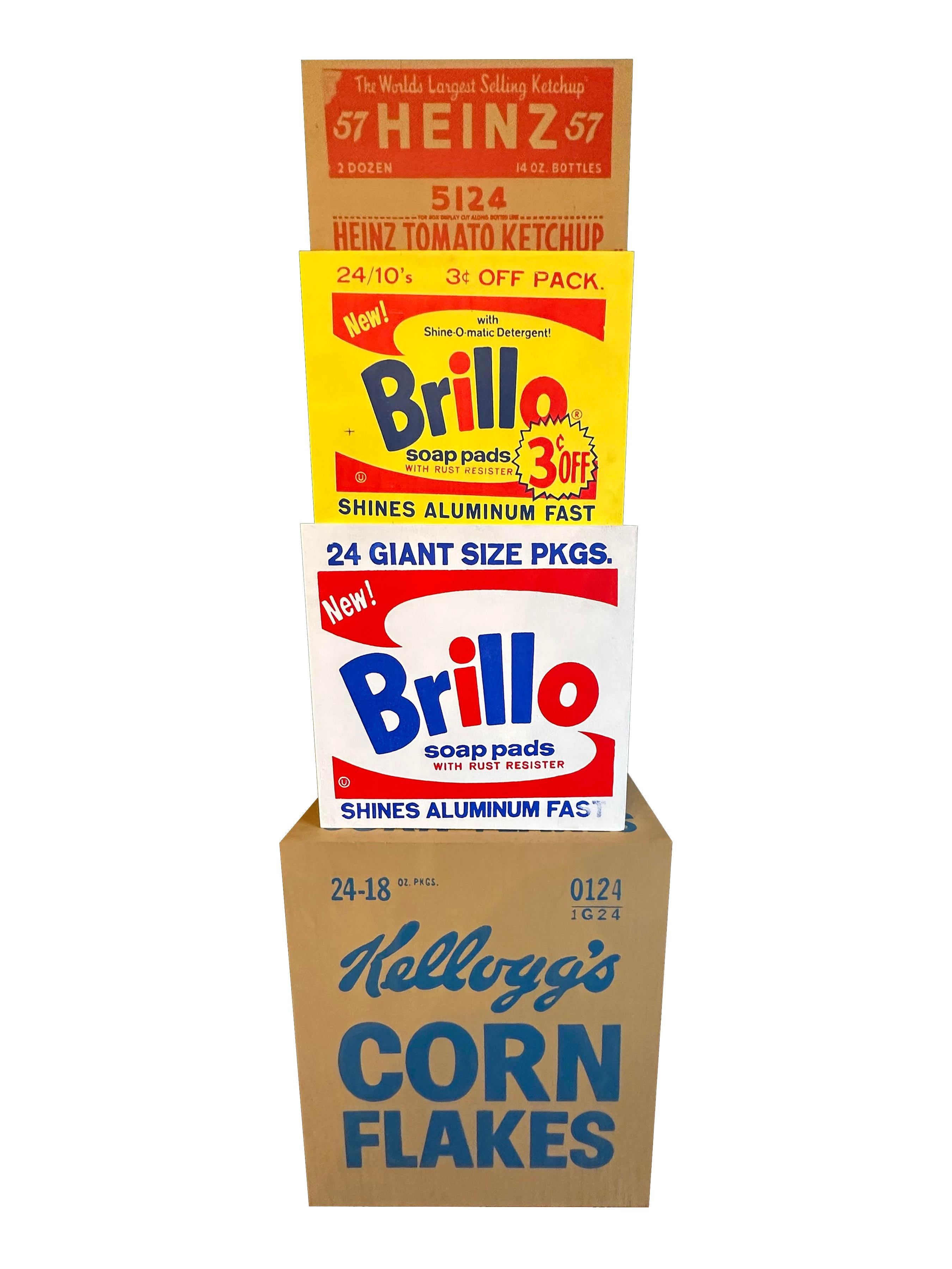 Set of 4 Denied Warhol Box Sculptures Including Brillo and Heinz by Charles Lutz For Sale 2