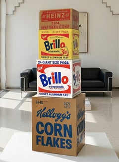Conjunto de 4 esculturas de cajas de Warhol negadas, incluidas Brillo y Heinz, de Charles Lutz