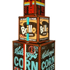 "STACKED" LOUIS VUITTON SCULPTURE, UNIQUE VERSION Multicolor LV Box BRILLO