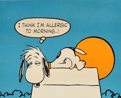 Original Vintage Cartoon Dog Snoopy Poster "I Think I'm Allergic to Morning..!"