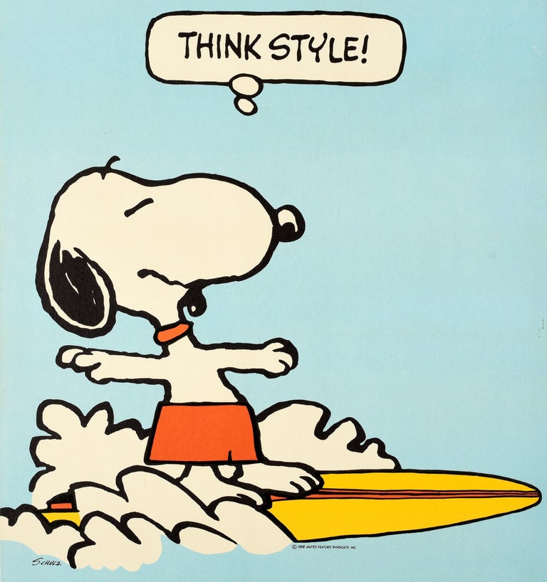 Charles M. Schulz - Poster originale d'epoca Snoopy Think Style