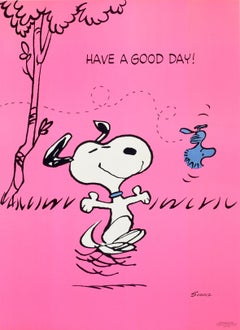 Original Vintage Snoopy Poster Have A Good Day Cartoon Art Dog Woodstock Bird