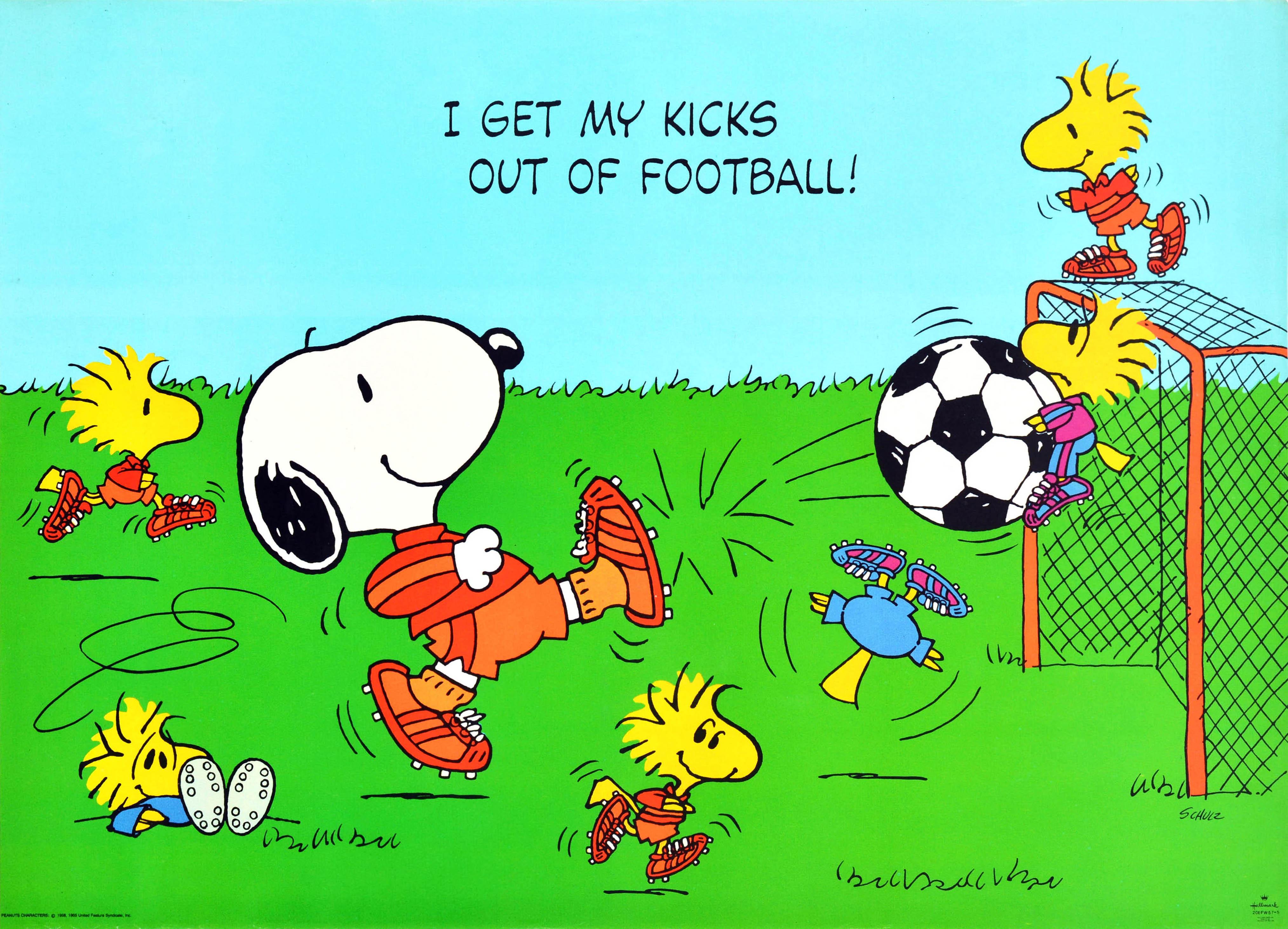Charles M. Schulz - Original Vintage Snoopy Poster I Get My Kicks Out Of  Football Sport Woodstock For Sale at 1stDibs