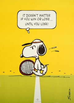 Original Vintage Snoopy Tennis Poster It Doesn't Matter If You Win Or Lose Quote